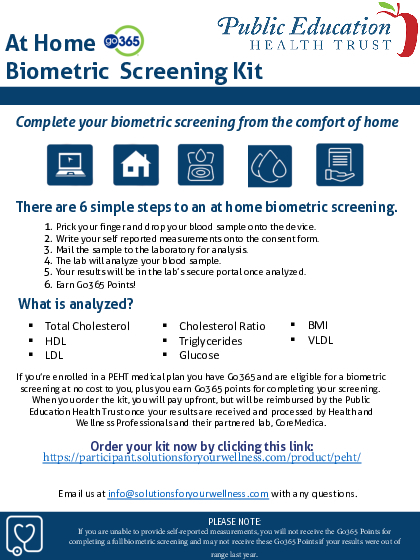 Biometric At Home Test flyer