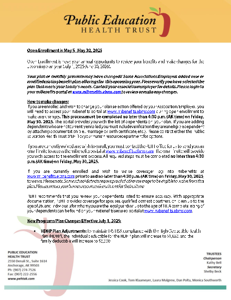 FY26 Open Enrollment letter